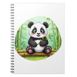 Cute Cartoon Panda on Bamboo Patch Notizblock