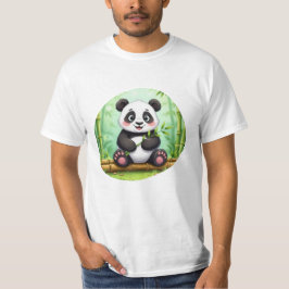 Cute Cartoon Panda on Bamboo Patch T-Shirt