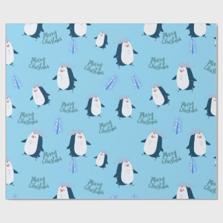 Cute Cartoon Penguin Merry Christmas  Geschenkpapier