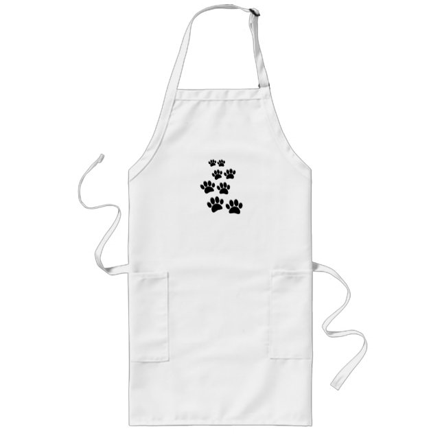 Cute Cartoon Pet Paw Trail Blck Lange Schürze (Vorne)