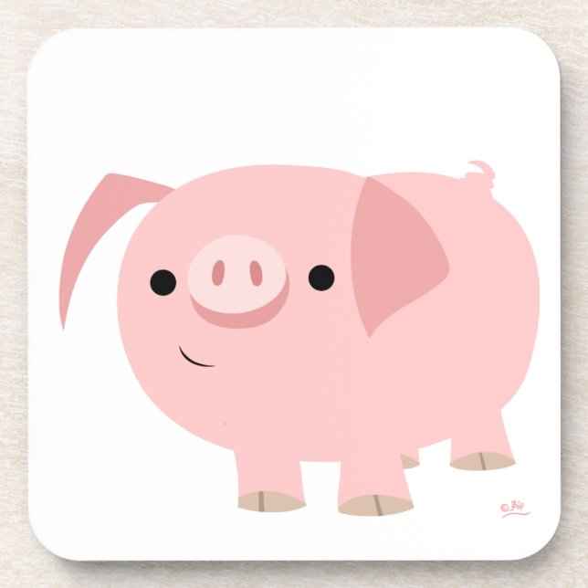Cute Cartoon Pig Coaster Set Untersetzer (Vorderseite)