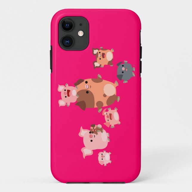 Cute Cartoon Pig Famille iPhone 5/5S Coque (Dos)