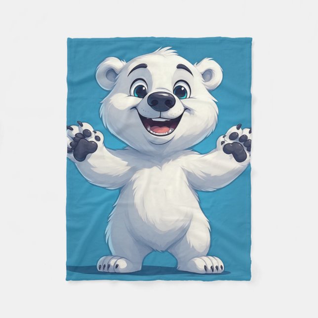 Cute Cartoon Polar Bear Character  Fleecedecke (Vorderseite)
