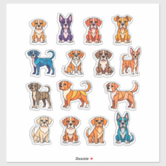 Cute Cartoon Puppies Collection Aufkleber