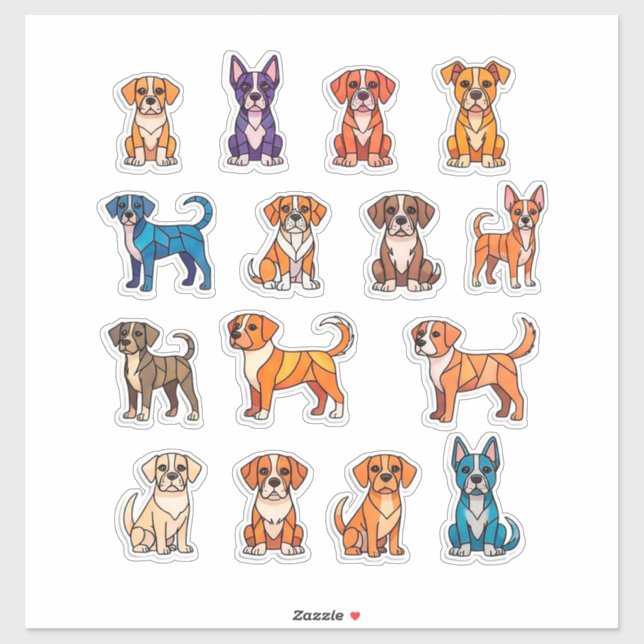 Cute Cartoon Puppies Collection Aufkleber (Blatt)