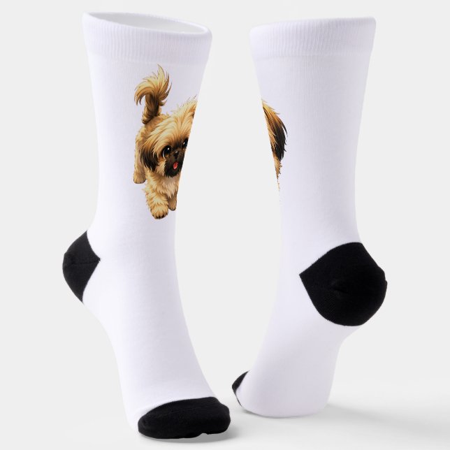 Cute Cartoon Shih Tzu Dog Socks Socken (Gewinkelt)