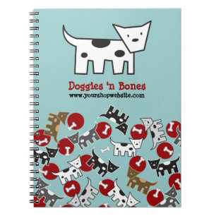 Cute Cartoon Spotted Doggies & Bones Pet Notebook Notizblock