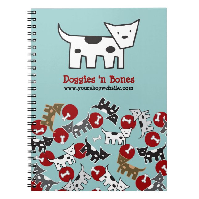 Cute Cartoon Spotted Doggies & Bones Pet Notebook Notizblock (Vorderseite)
