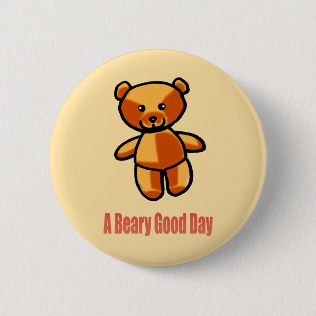 Cute Cartoon Teddy Bear Pun Illustration Button (Vorderseite)