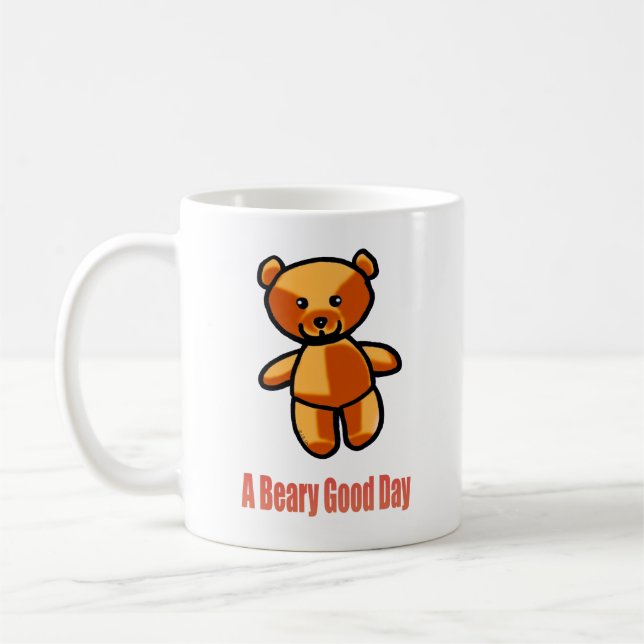 Cute Cartoon Teddy Bear Pun Illustration Kaffeetasse (Links)