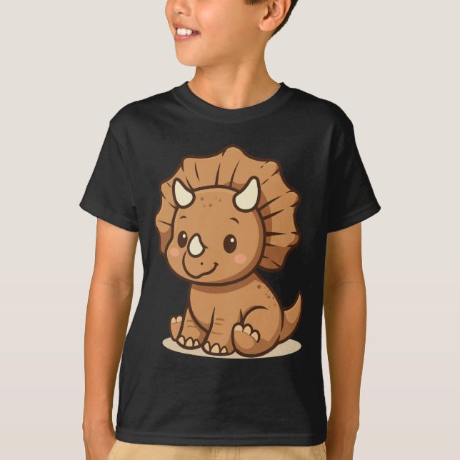 Cute Cartoon Triceratops Kids' T-Shirt  (Devant)