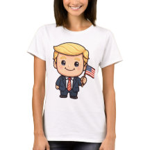 Cute Cartoon Trump T-Shirt | Patriotic American Fl
