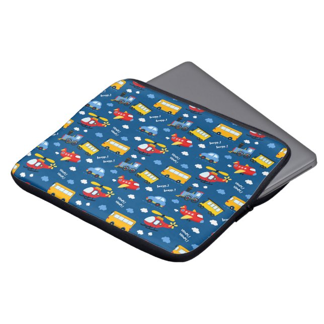 Cute Cartoon Vehicles Pattern  Laptopschutzhülle (Vorne Oben)