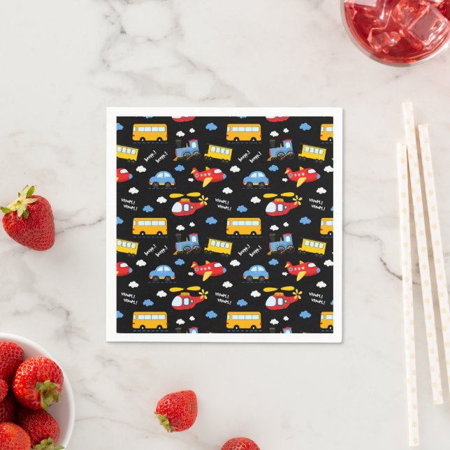 Cute Cartoon Vehicles Pattern  Serviette (Beispiel)