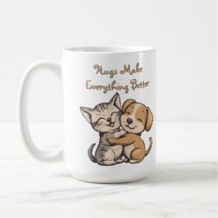 Cute cat and dog puppie best friends kaffeetasse