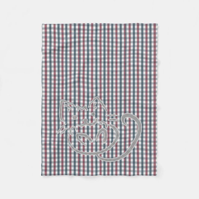 Cute Cat and Plaid Pattern Fleecedecke (Vorderseite)