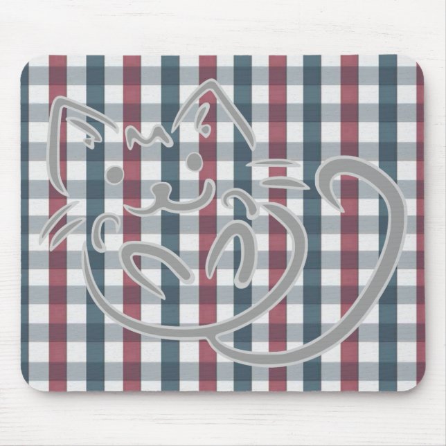Cute Cat and Plaid Pattern Mousepad (Vorne)