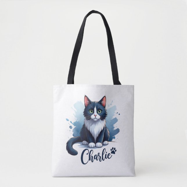 Cute Cat Artwork Tote – Gift for Cat Lovers Tasche (Vorderseite)
