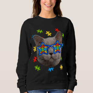 Cute Cat Autism Puzzle Sunglasses Puppies Owners Sweatshirt