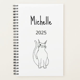 Cute Cat Cartoon 2025 Winking Kitty Black White