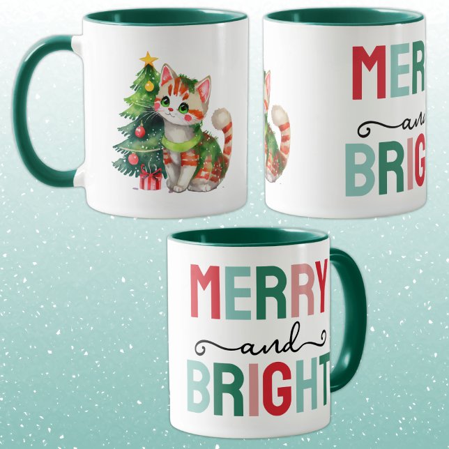 Cute cat christmas merry and bright tasse (Von Creator hochgeladen)