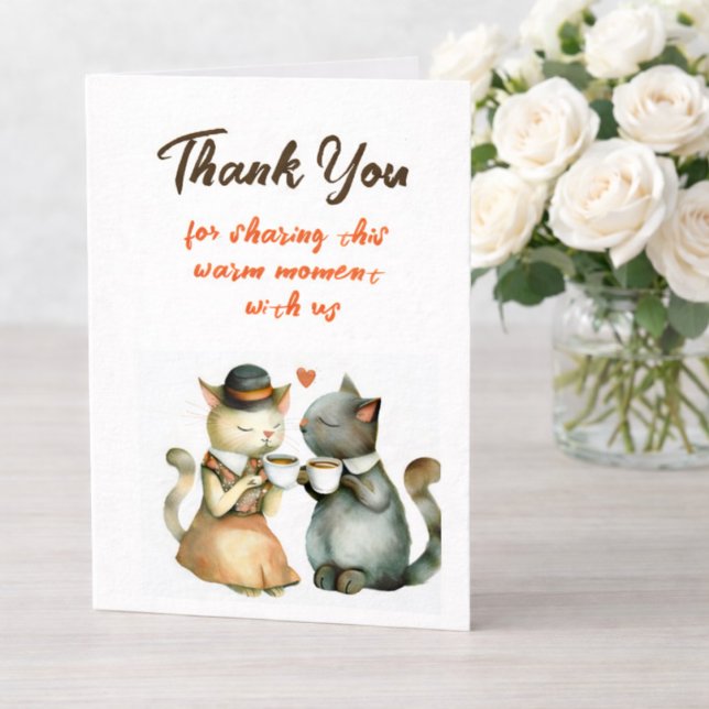 Cute Cat Couple Wedding Thank You Dankeskarte (Elegant Wedding Thank You Card with Cute Cats)