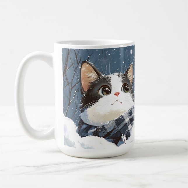 Cute cat cozy winter snow kaffeetasse (Links)