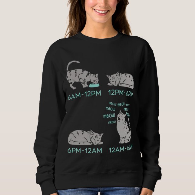 Cute Cat Daily Routine Sweatshirt (Vorderseite)