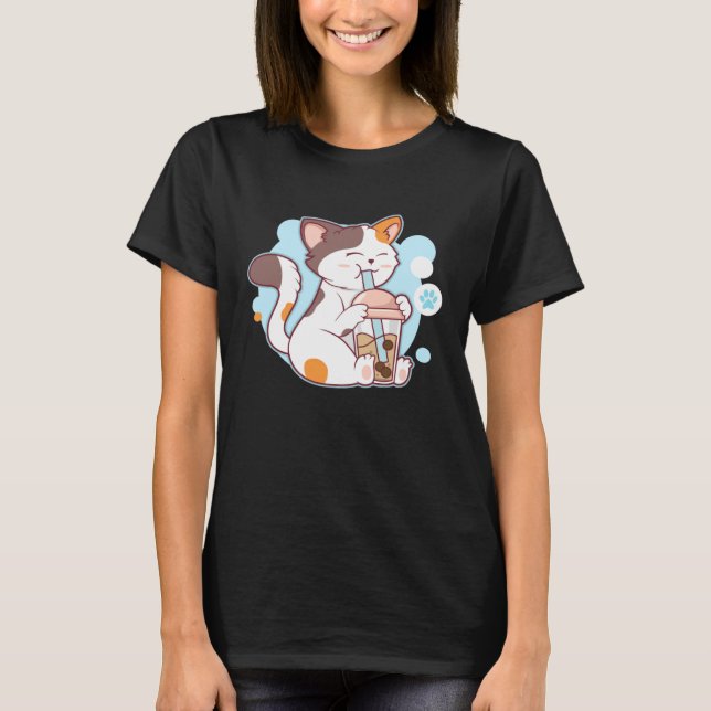 Cute Cat Drinking Bubble Tea  Tea  Costume T-Shirt (Vorderseite)