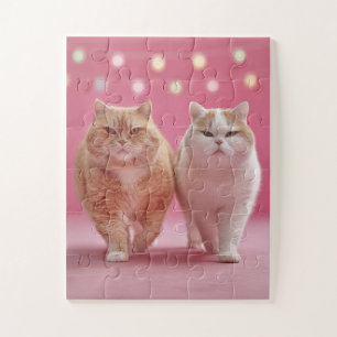 Cute Cat Duo sur le puzzle rose