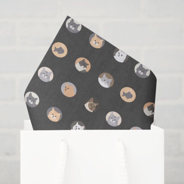 Cute Cat Face Tissue Paper with Cat Pattern Seidenpapier (Geschenk Tasche)