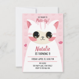 Cute cat first birthday ankündigung