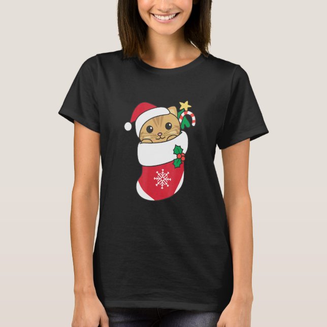 Cute Cat For Christmas Cat 1 T-Shirt (Vorderseite)