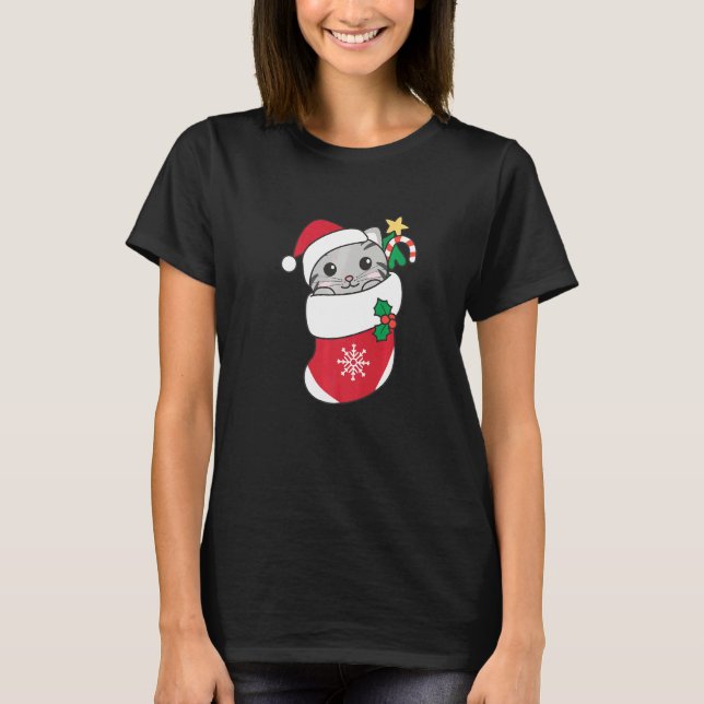 Cute Cat For Christmas Cat  6 T-Shirt (Vorderseite)