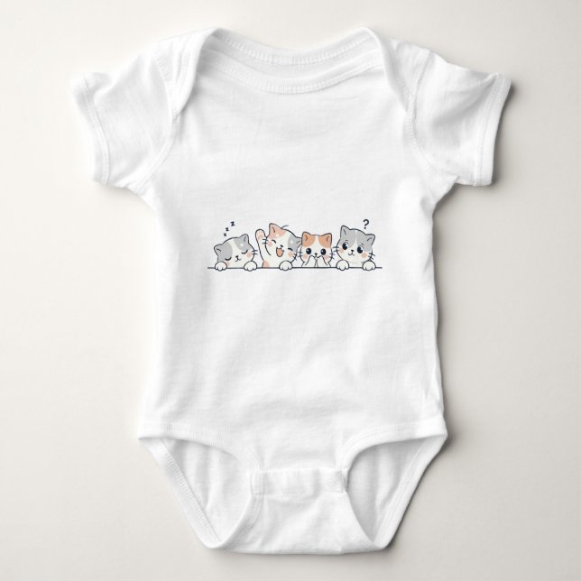 Cute Cat Friends Baby Bodysuit Strampler (Vorderseite)