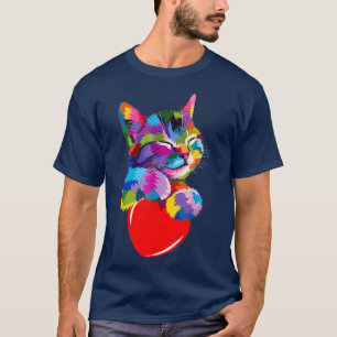 Cute Cat Gift for kitten lovers Colorful T-Shirt