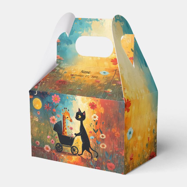 Cute Cat Giraffe Favor Box Geschenkschachtel (Vorderseite)