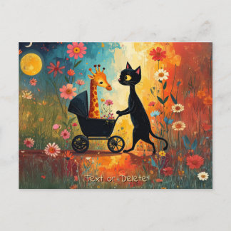 Cute Cat Giraffe Postcard Postkarte