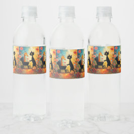 Cute Cat Giraffe Water Bottle Label