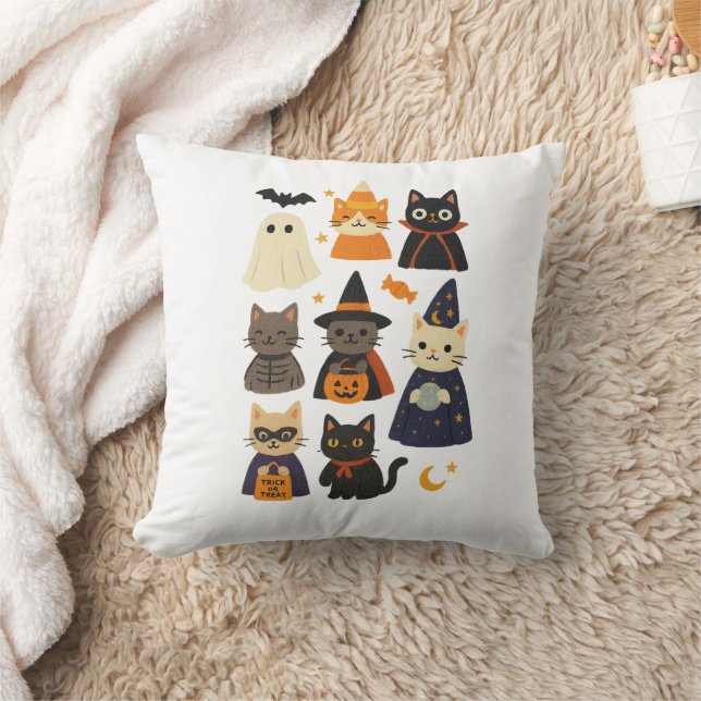 Cute Cat Halloween Gift Pillow Kissen (Decke)