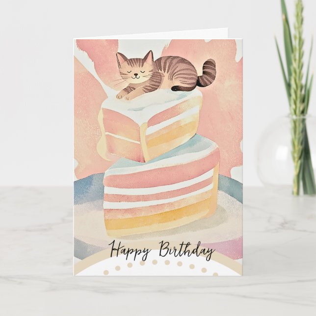 cute cat happy birthday karte (Vorderseite)