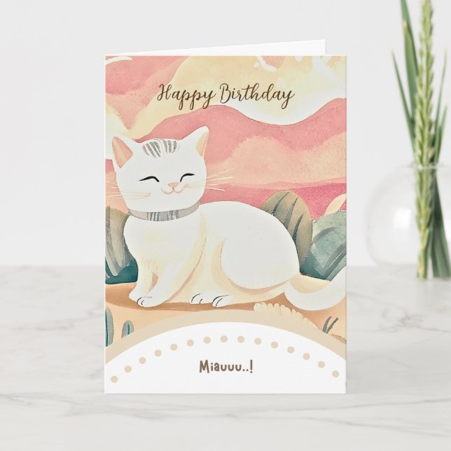 cute cat happy birthday karte (Vorderseite)