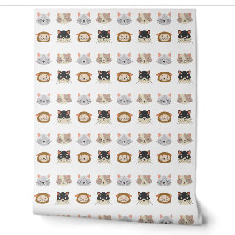 Cute Cat Head Portraits Cartoon Muster Tapete