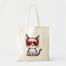 Cute Cat Heart Glasses Tote Bag Tragetasche
