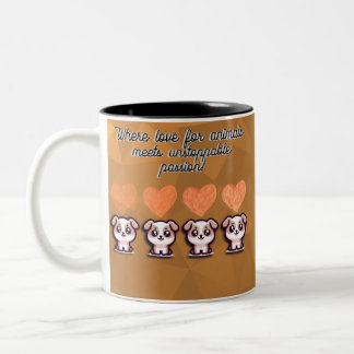Cute Cat & Hearts Coffee Cup for Animal Lovers Zweifarbige Tasse