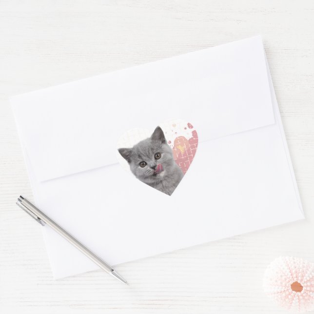 Cute cat  Herz-Aufkleber (Umschlag)