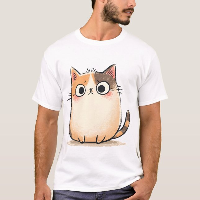 Cute Cat Illustration T-Shirt (Vorderseite)
