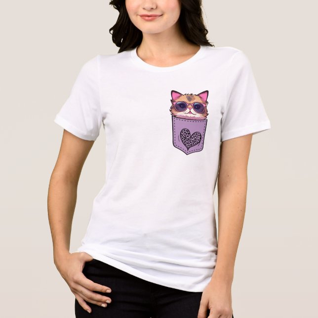 Cute Cat in a Pocket T-shirt Tri-Blend Shirt (Vorderseite)