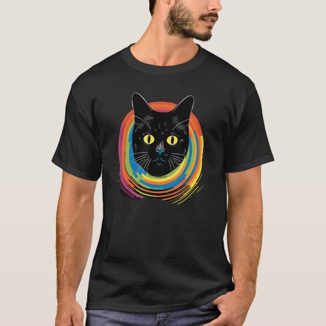 cute Cat in Front of Rainbow cats  catowner 20 T-Shirt (Vorderseite)