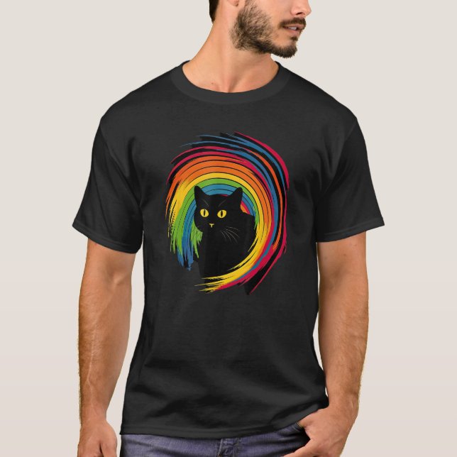 cute Cat in Front of Rainbow cats  catowner T-Shirt (Vorderseite)